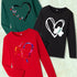 Heart Graphic Print 3pcs Crew Neck Long Sleeve T-shirts, Girls&