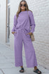 Double Take Full Size Textured Long Sleeve Top and Drawstring Pants Set - MyEmpired