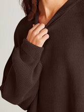 Double Take Side Slit Round Neck Long Sleeve Sweater - MyEmpired