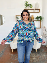 Double Take Full Size Printed Balloon Sleeve Blouse - MyEmpired