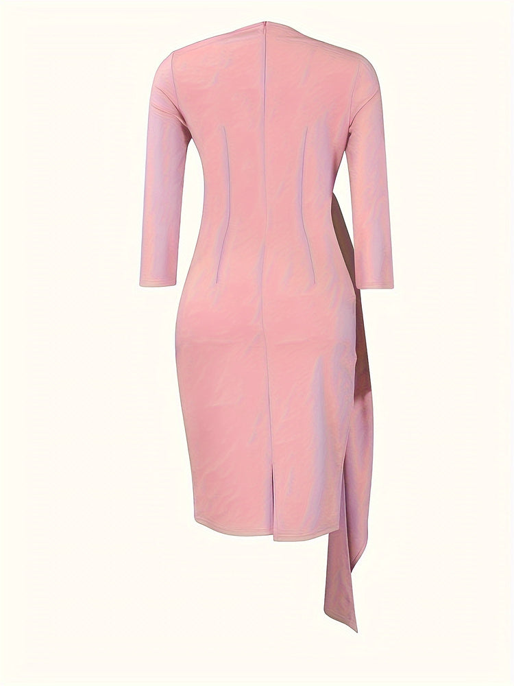 Crew Neck Sash Sheath Dress - MyEmpired