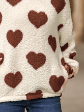 Fuzzy Heart Pocketed Dropped Shoulder Hoodie - MyEmpired