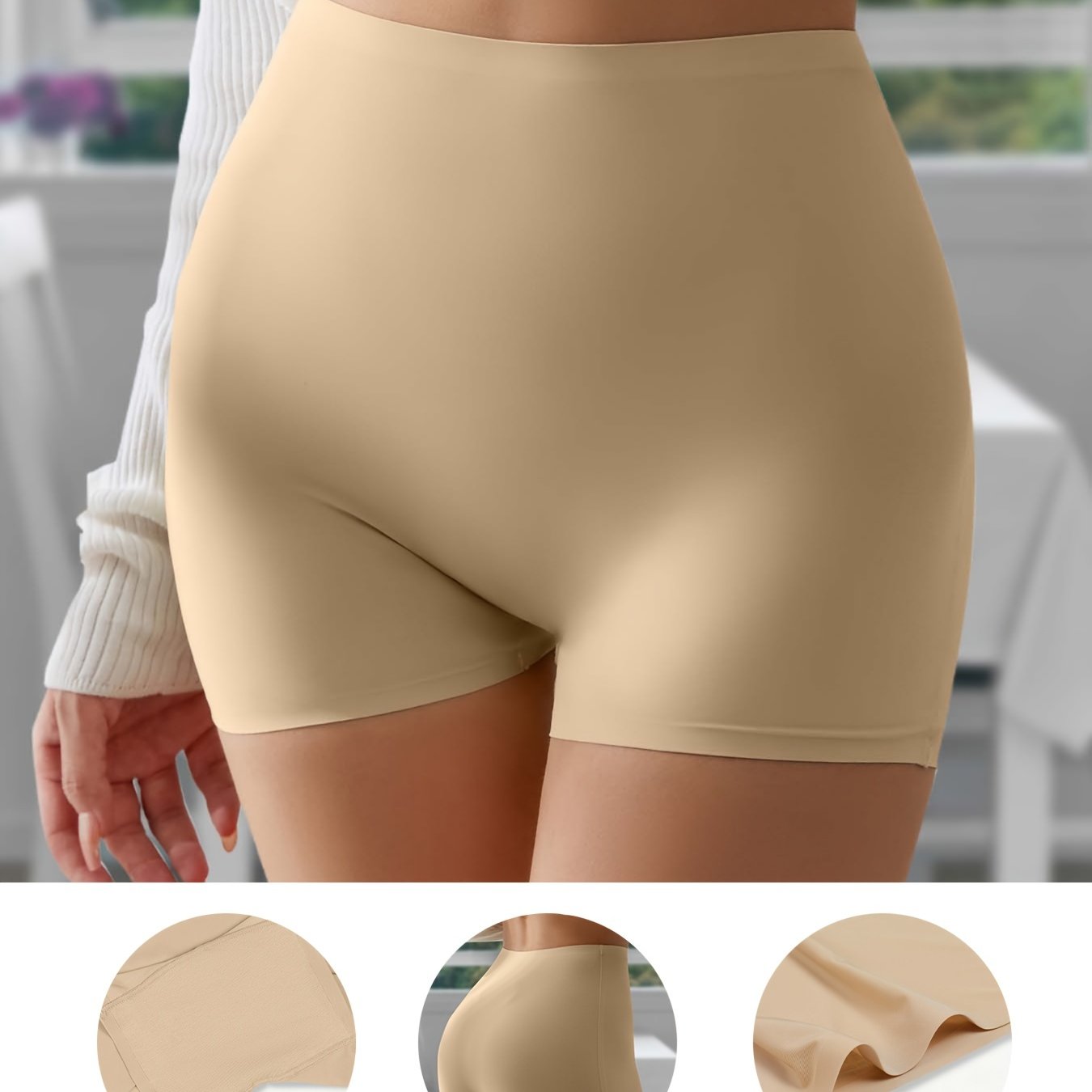 1pc Elegant Seamless High-Waist Shapewear Panties for Women - Polyamide Knit Fabric, Solid Color, High Support, Comfort Fit with Anti-Pinch Hip Design and Breathable Weave