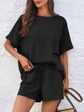 Round Neck T-Shirt and Drawstring Shorts Set - MyEmpired