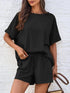 Round Neck T-Shirt and Drawstring Shorts Set - MyEmpired
