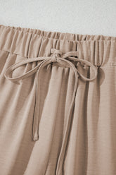 Button Down Vest and Drawstring Wide Leg Pants Set - MyEmpired