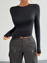 Devine Backless Round Neck Long Sleeve T-Shirt - MyEmpired