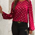 Allover Print Crew Neck Blouse, - MyEmpired