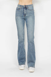Judy Blue Full Size Tummy Control Back Embroidered Pocketed Bootcut Jeans Plus Size - MyEmpired