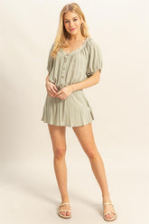 HYFVE Drawstring Hem Short Sleeve Top and Skort Set - MyEmpired