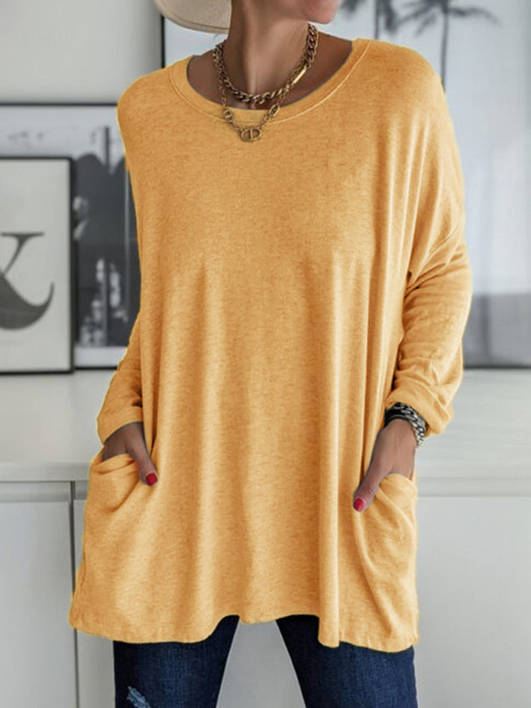 Full Size Round Neck Long Sleeve T-Shirt - MyEmpired