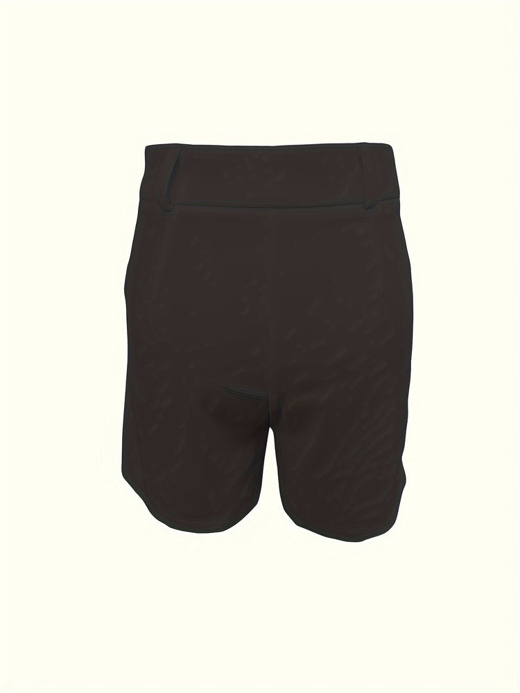 Slant Pockets High Waist Loose Shorts, Casual Solid Color Shorts For Spring & Summer, Women&