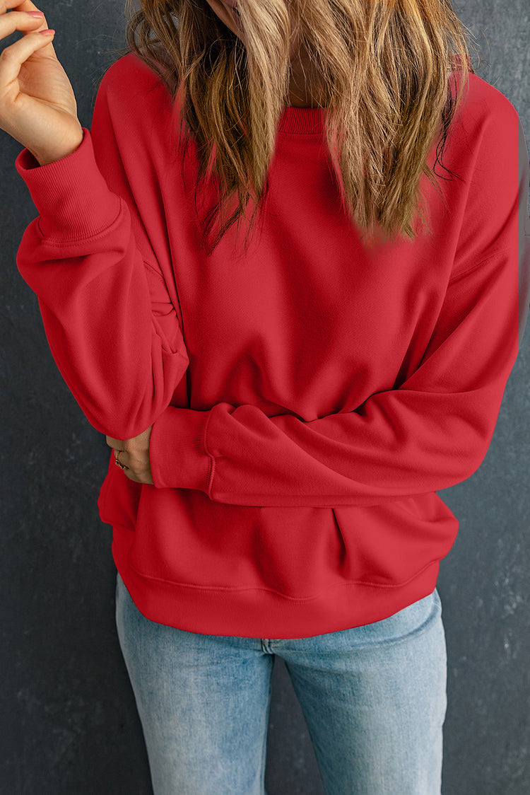 Round Neck Dropped Shoulder Sweatshirt - MyEmpired