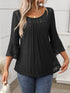 Round Neck Three-Quarter Sleeve Top - MyEmpired