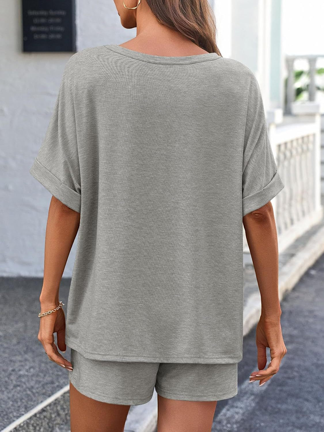 Round Neck T-Shirt and Drawstring Shorts Set - MyEmpired