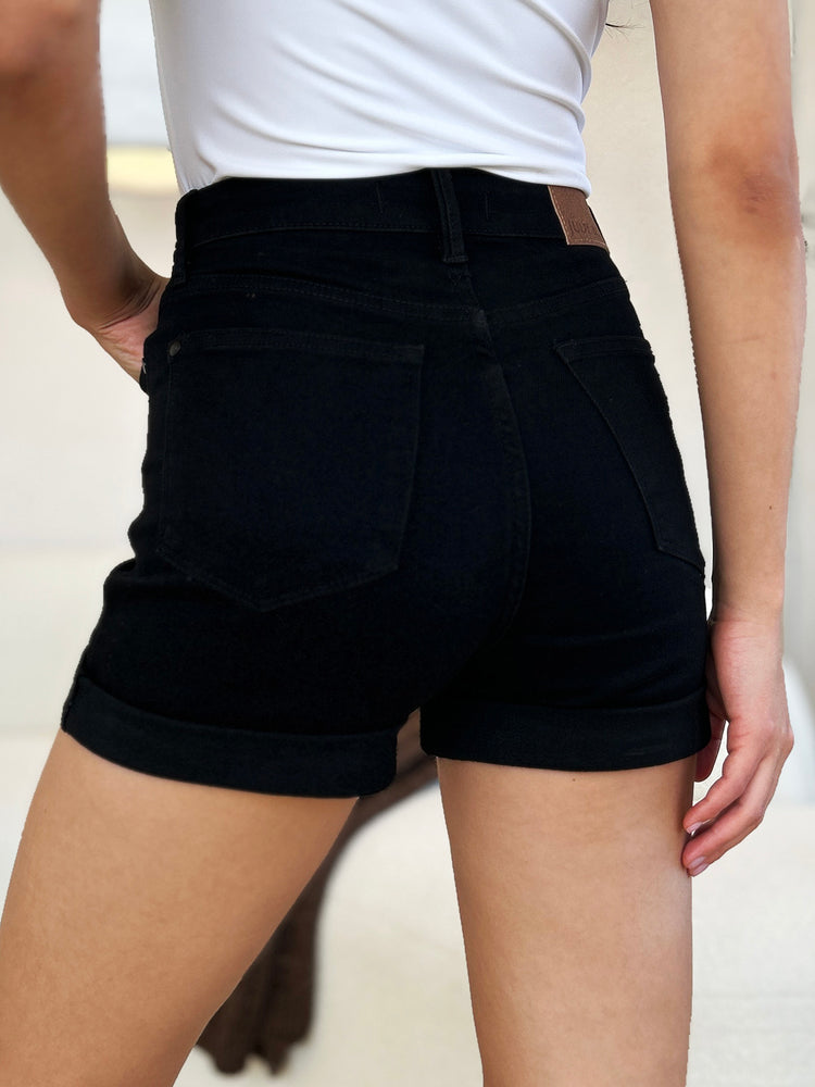 Judy Blue Full Size High Waist Tummy Control Cuffed Denim Shorts - MyEmpired