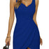 Solid V Neck Ruched Dress, Casual Sleeveless Dress, Women&
