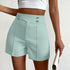 Fake Buttons High Waist Shorts, Elegant Loose Fit Shorts For Spring & Summer, Women&