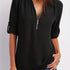 Solid V Neck Blouse - MyEmpired