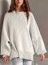 Double Take Side Slit Round Neck Long Sleeve Sweater - MyEmpired