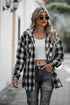 Double Take Drawstring Plaid Long Sleeve Hooded Shacket - MyEmpired