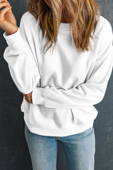Round Neck Dropped Shoulder Sweatshirt - MyEmpired