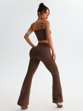 Tube Top and High Waist Flare Pants Active Set - MyEmpired