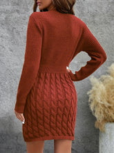 Stylish Long Sleeve Round Neck Knit Dress for Women - Elegant Polyester Autumn/Winter Fashion with Waist Tie, Comfortable and Versatile - Perfect for Daily Wear and Special Occasions - MyEmpired