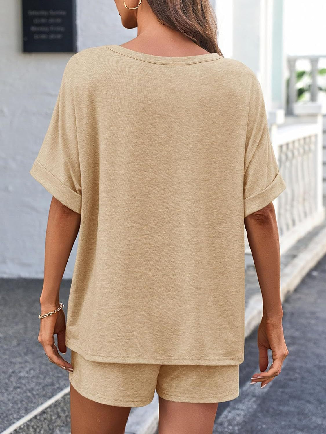 Round Neck T-Shirt and Drawstring Shorts Set - MyEmpired