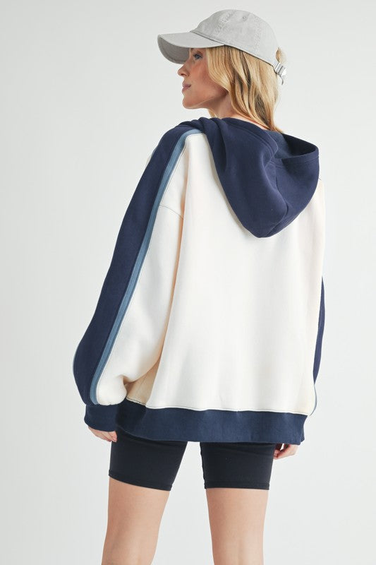 Aemi + Co Color Block Kangaroo Pocketed Hoodie - MyEmpired