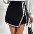 Sequin Decor Asymmetrical Hem Skort, Elegant High Waist Short Style Back Skort, Women&