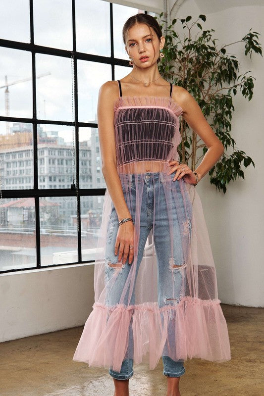 ADORA Ruffled Mesh Cover Up Dress - MyEmpired