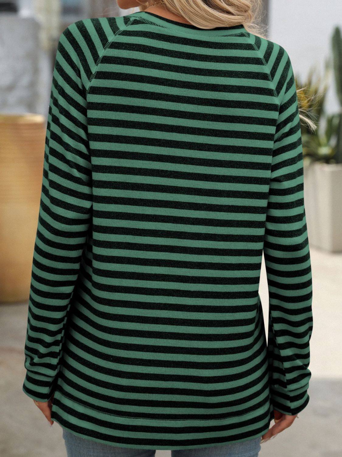 Mandy Striped Round Neck Long Sleeve T-Shirt - MyEmpired