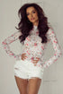 Floral Mock Neck Long Sleeve Blouse - MyEmpired