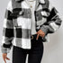Plaid Pattern Button Front Fuzzy Coat, Casual Long Sleeve Warm Outerwear For Fall & Winter, Women&