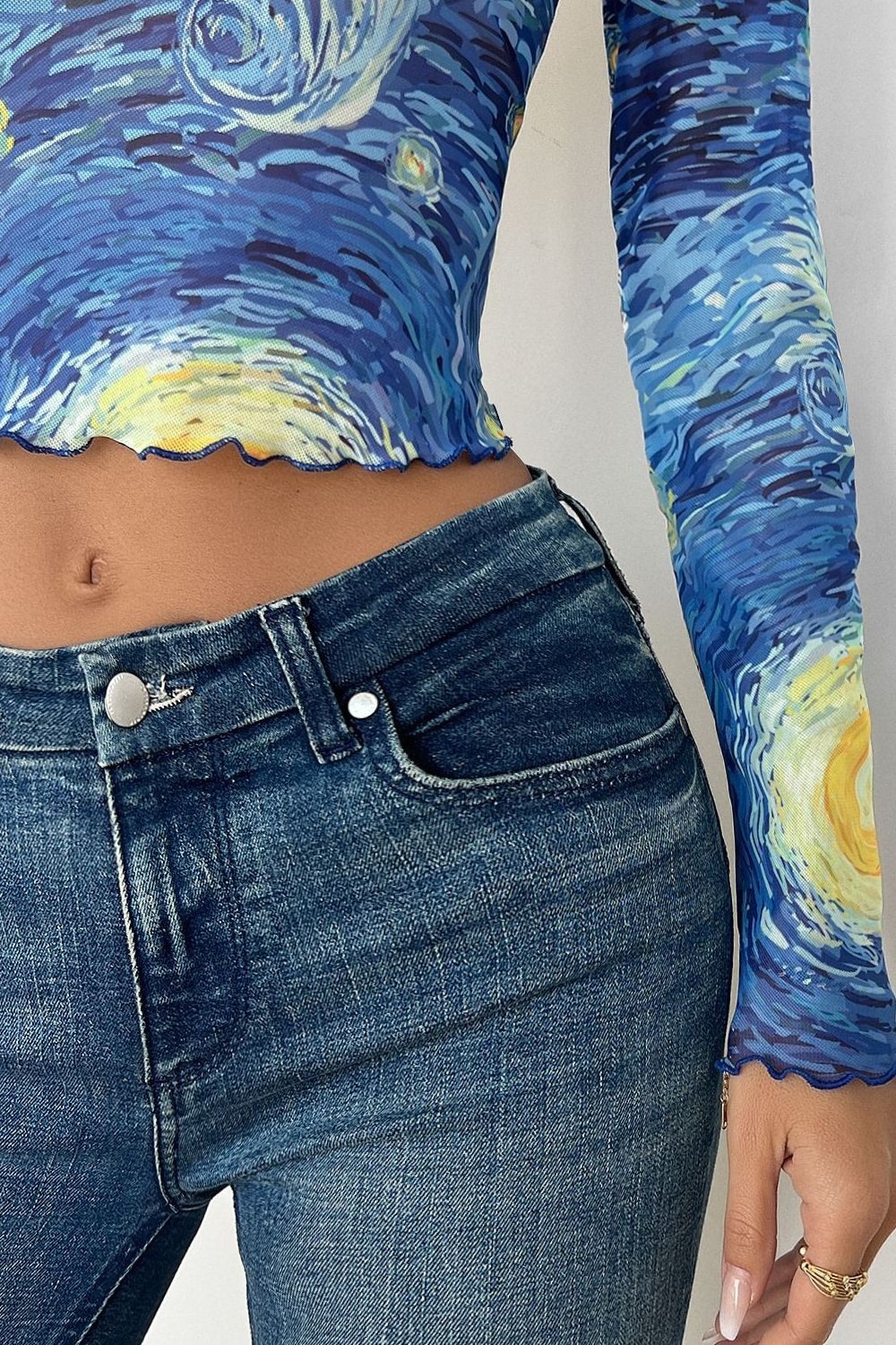 Starry Sky Cropped Mesh T-Shirt - MyEmpired