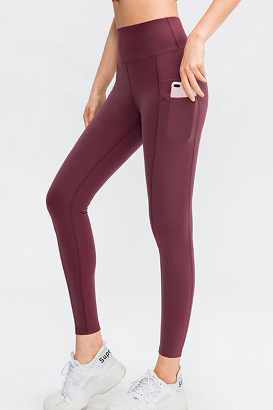 Wide Waistband Slim Fit Long Sports Pants with Pocket - MyEmpired