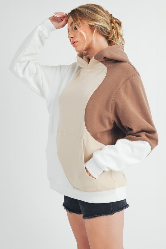 Aemi + Co Color Block Hoodie with Kangaroo Pocket - MyEmpired