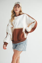 Aemi + Co Color Block Kangaroo Pocketed Hoodie - MyEmpired