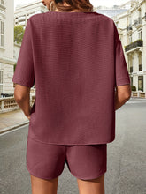 Waffle-Knit Half Sleeve Top and Shorts Set - MyEmpired