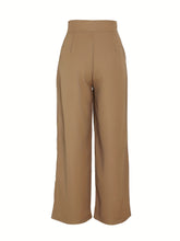 Solid Color Wide Leg Pants, Casual Pleated Loose Pants For Spring & Summer, Women&