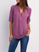 Solid V Neck Blouse - MyEmpired