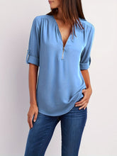 Solid V Neck Blouse - MyEmpired