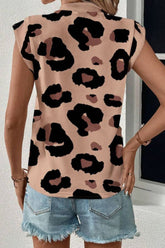 Leopard Round Neck Cap Sleeve T-Shirt - MyEmpired