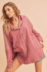 Aemi + Co Slit Half Snap Oversize Hoodie - MyEmpired
