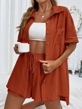 Button Up Shirt and Drawstring Shorts Set - MyEmpired