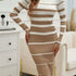 Elegant Striped Knit Sweater Dress - Long Sleeve, Crew Neck, Bodycon Fit for Women | Perfect for Fall/Winter - MyEmpired