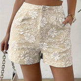 Elegant Floral Jacquard Shorts - MyEmpired