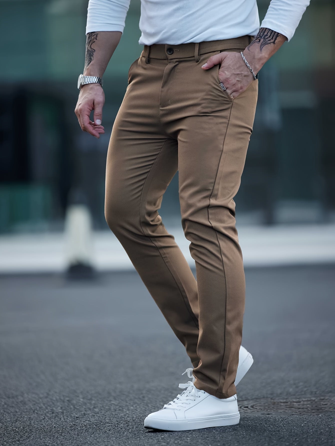 Men's Solid Color Straight Leg Pants, Casual Comfy Outdoor Trousers For Spring And Autumn As Gift