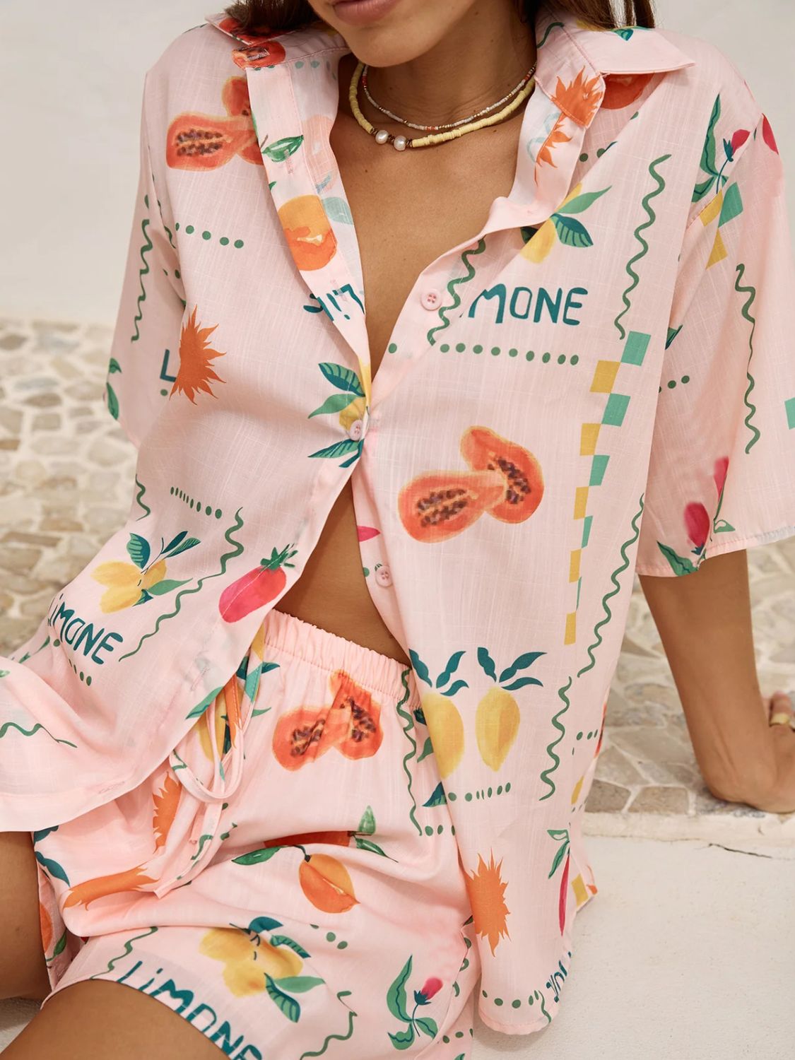 Printed Button Down Shirt and Shorts Set - MyEmpired